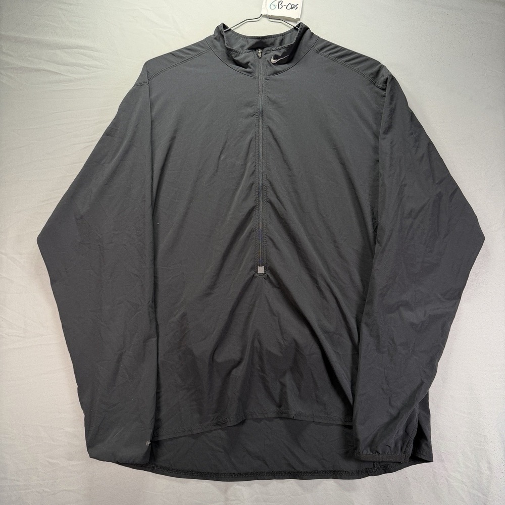 Nike Windbreaker Jacket Mens XL Black Half Ip Lightweight Running Y2K Vintage